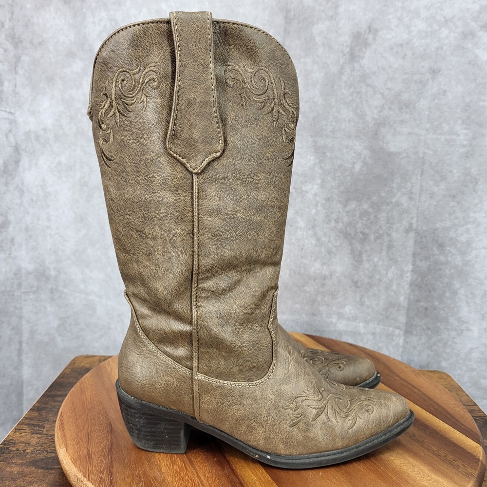 Roper‎ Western Boots Womens 5.5 Brown Faux Leather Cowgirl Rodeo Botas